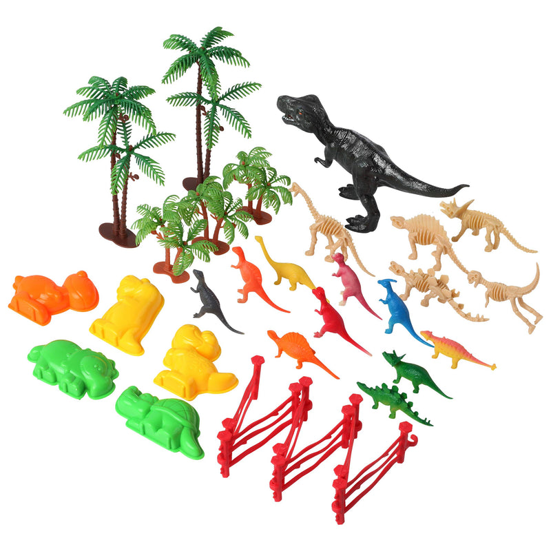 Dinosaur Play Sand Kit - 2 Bags of Sand and 34 Pieces - Feels Like Wet Sand Without The