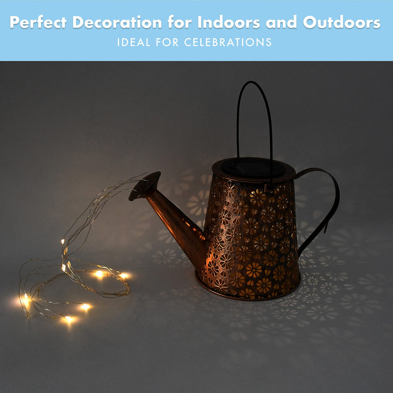 Outdoor Solar Lantern - Solar Watering Can With Cascading Lights