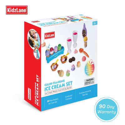 Kidzlane Ice Cream Playset | 34 Piece Ice Cream Toy Set with Color Changing Scoops