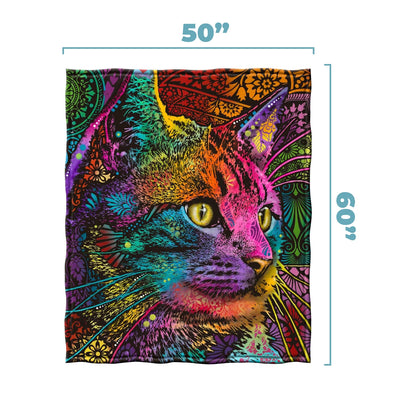 Colorful Cat Fleece Blanket For Bed, 50" X 60" Dean Russo 9 Cat Fleece Throw