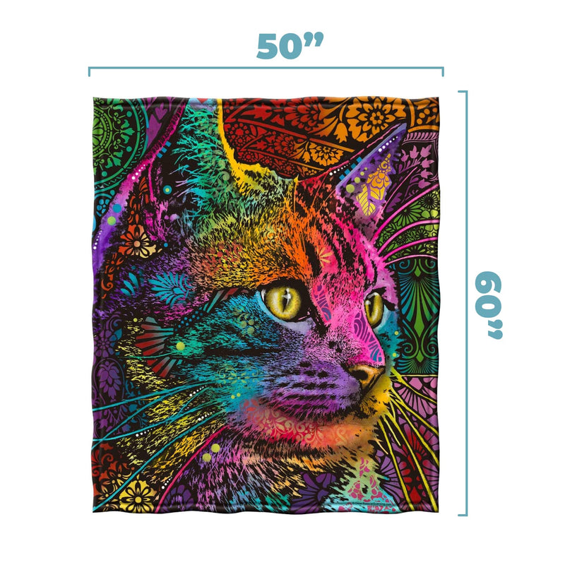 Colorful Cat Fleece Blanket For Bed, 50" X 60" Dean Russo 9 Cat Fleece Throw