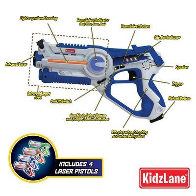 Kidzlane Laser Tag Guns Set of 4 | Lazer Tag Guns for Kids with 4 Team Players | Indoor