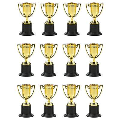 Kicko Plastic Trophies - 24 Pack 4 Inch Cup Golden Trophies for Children, Competitions