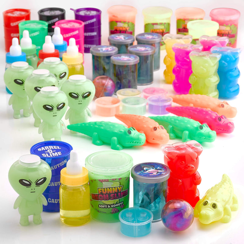 Kicko Putty and Slime Mega Pack - 50 Piece Assortment - Bottles and Cans of Colorful