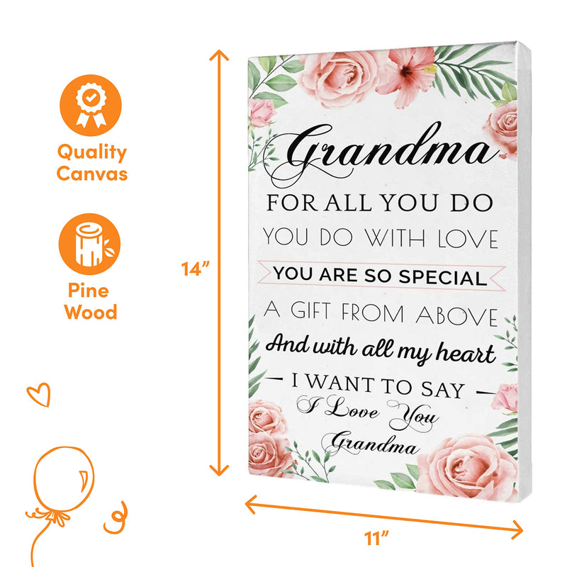 Grandma Gifts From Grandkids - Hangable Canvas Poem Gift For Grandma - Signs For Home