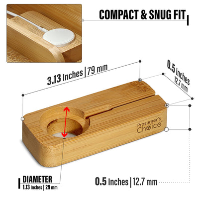 Prosumer's Choice Bamboo Charging Stand Dock Holder for Apple Watch - Adapters NOT