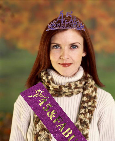 45th Birthday Gifts for Women,45th Birthday Tiara and Sash Purple,45th Birthday