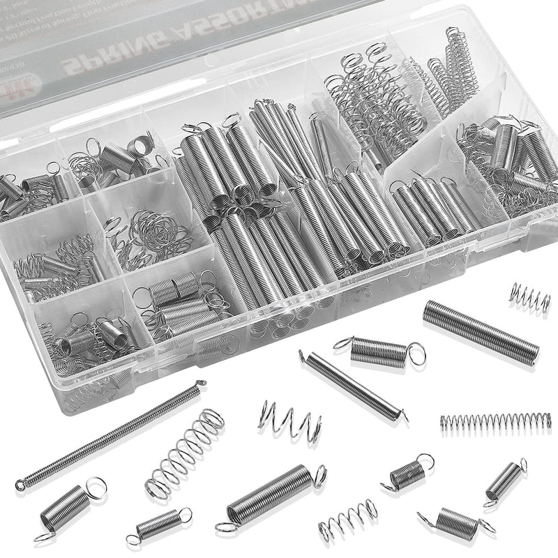 Katzco Compression and Extension Spring Assortment - 200 Piece Set of Heavy Duty