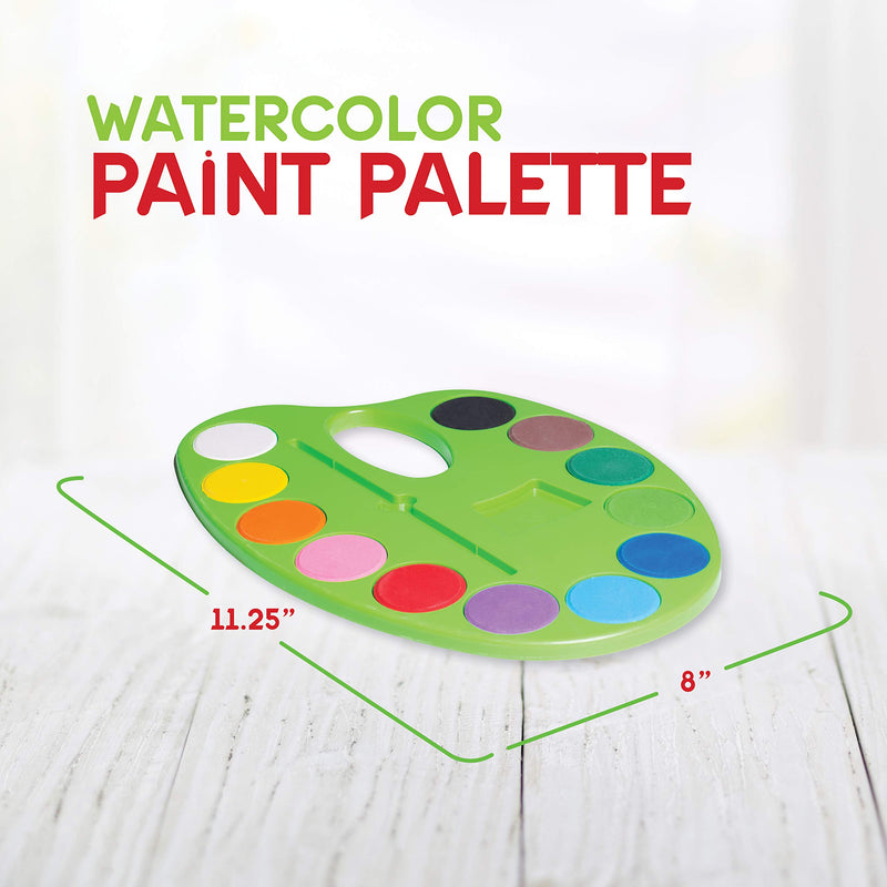 Watercolor Paint Set Palette for Kids - Washable Non Toxic Paints in 12 Bright and Vivid