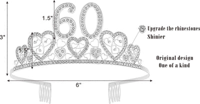 60th Birthday Sash, 60th Birthday Tiara, 60th Birthday Decorations for Her, 60th Birthday