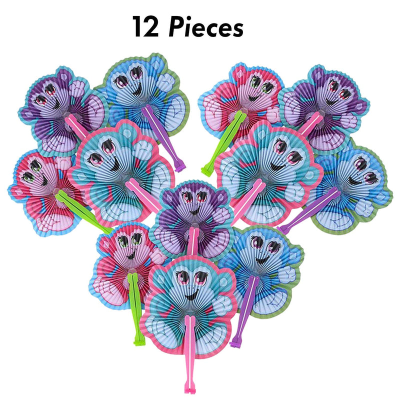 Kicko Folding Paper Monkey Fan - 12 Pack - 10 Inch - for Kids, Party Favors, Stocking