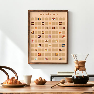 100 Baking Ideas Scratch Off Poster - Home Bakers' Bucket List With Amazing