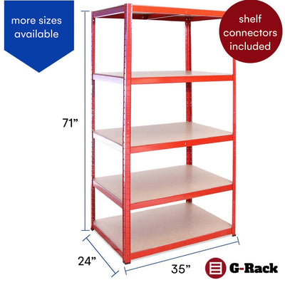 Garage Shelving Units - 71" H x 35" L x 24" W - Heavy Duty Racking - Shelves for Storage