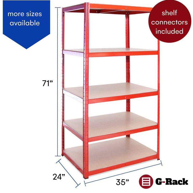 Garage Shelving Units - 71" H x 35" L x 24" W - Heavy Duty Racking - Shelves for Storage