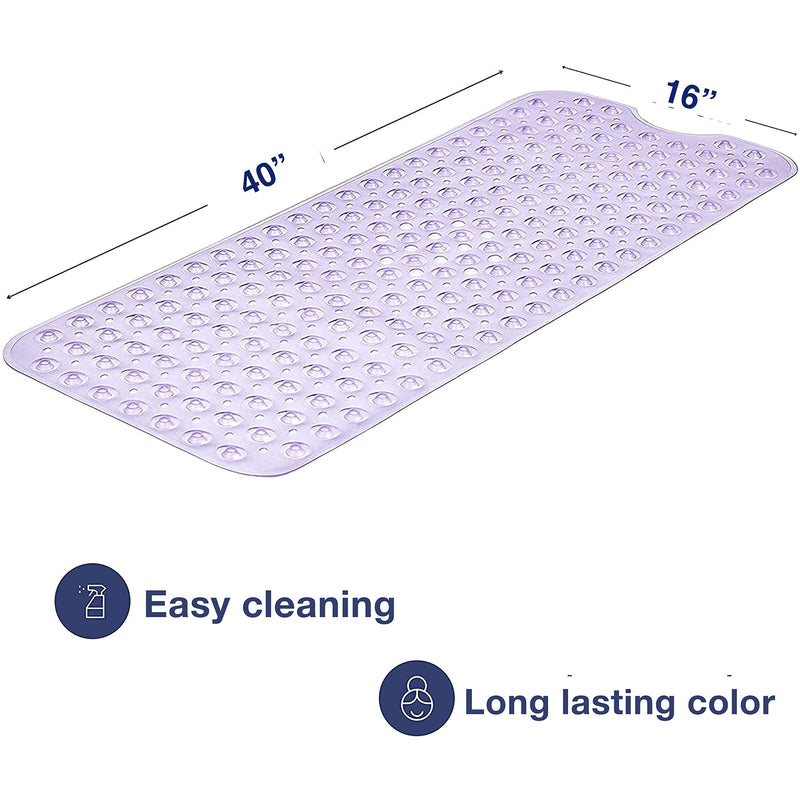 Nonslip Bath Mat With Suction Cups Purple 100x40cm40x16in Extra Long