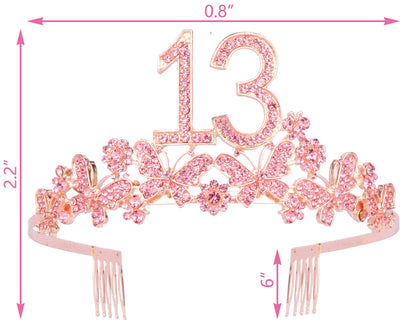 13th Birthday Decorations Party Supplies, 13th Birthday Gifts, Pink 13th Birthday Tiara