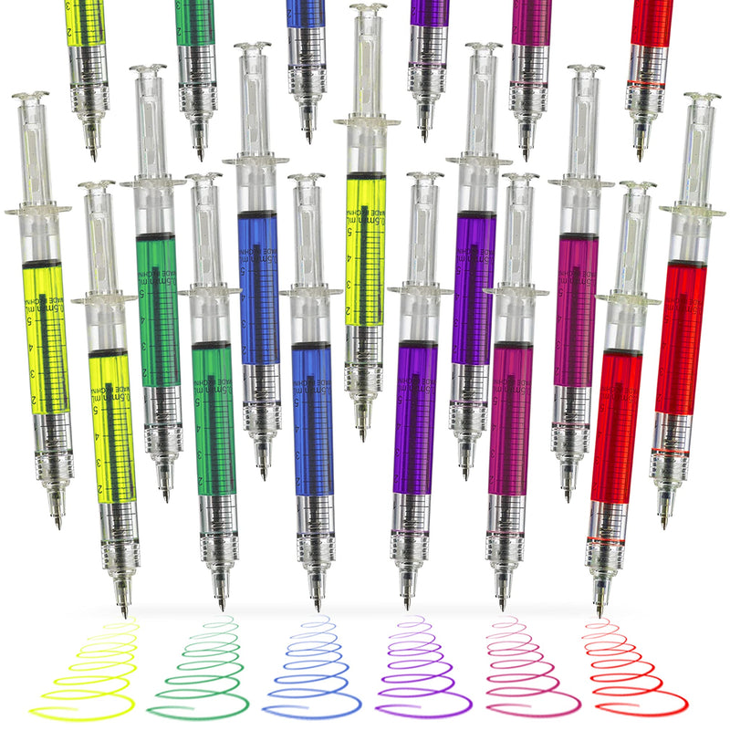 Kicko Syringe Pens - 24 Pack Multi-Color Syringe Pen - 6 Color Ink Variety - For Boys