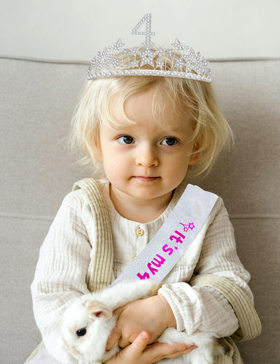 4th Birthday Gifts for Girls, 4th Birthday Tiara and Sash, 4th Birthday Decorations