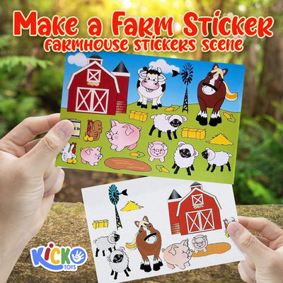 Kicko Make a Farm Sticker - Set of 36 Farmhouse Stickers Scene for Birthday Treat, Goody