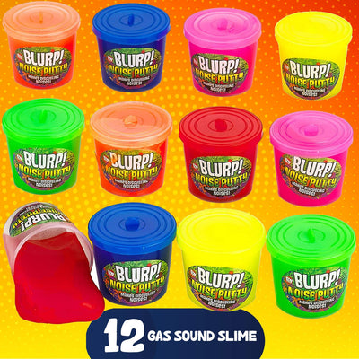 Kicko Noise Putty Slimes - 12 Gas Sound Slimes - Small Containers 1.5 Inches Assorted