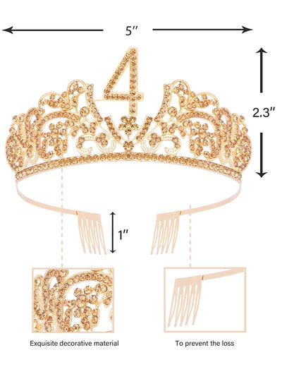 4th Birthday, 4th Birthday Gifts for Girl, 4th Birthday Tiara and Sash, 4th Birthday