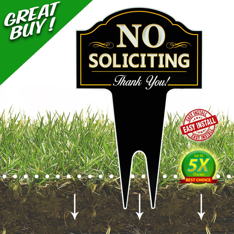 No Soliciting Outdoor Metal Yard Sign For Home, House And Business | Stylish Laser Cut