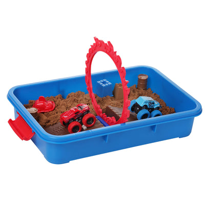 Dazmers Monster Truck Sand Play Set Sensory Kit, Creative Sandbox for Kids with Lid, 2 Lbs