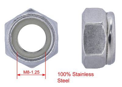 M8-1.25 Metric Stainless Lock Hex Nut, (100 Pack), 304 (18-8) Stainless Steel Lock Nuts