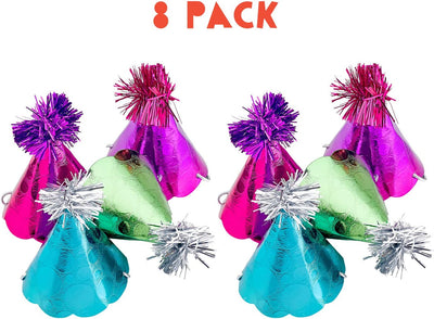 Kicko Mini Party Hats - 8 Pack - 4 Glossy Colors - for Kids, Party Favors, Stocking