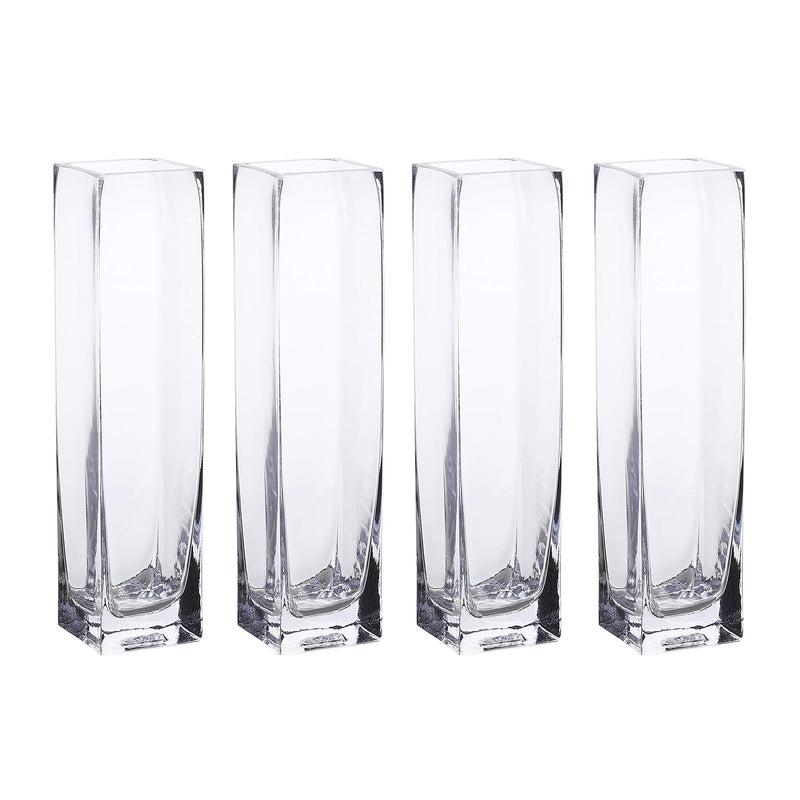 Clear Square Glass Vase Set of 4 (2.35X10inch