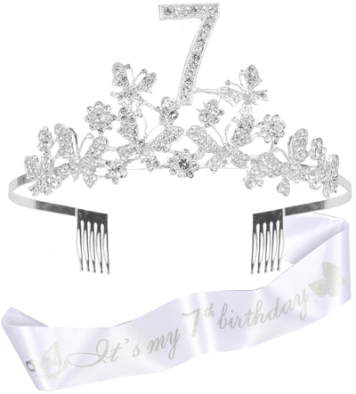 7th Birthday Gifts for Girls, 7th Birthday Tiara and Sash, Its My 7th Birthday Sash