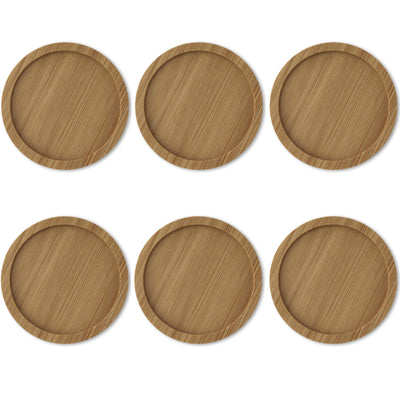 Window Garden  2.75 Bamboo Saucers  for 6-Pack Small Kitty Pots, Succulent Owl