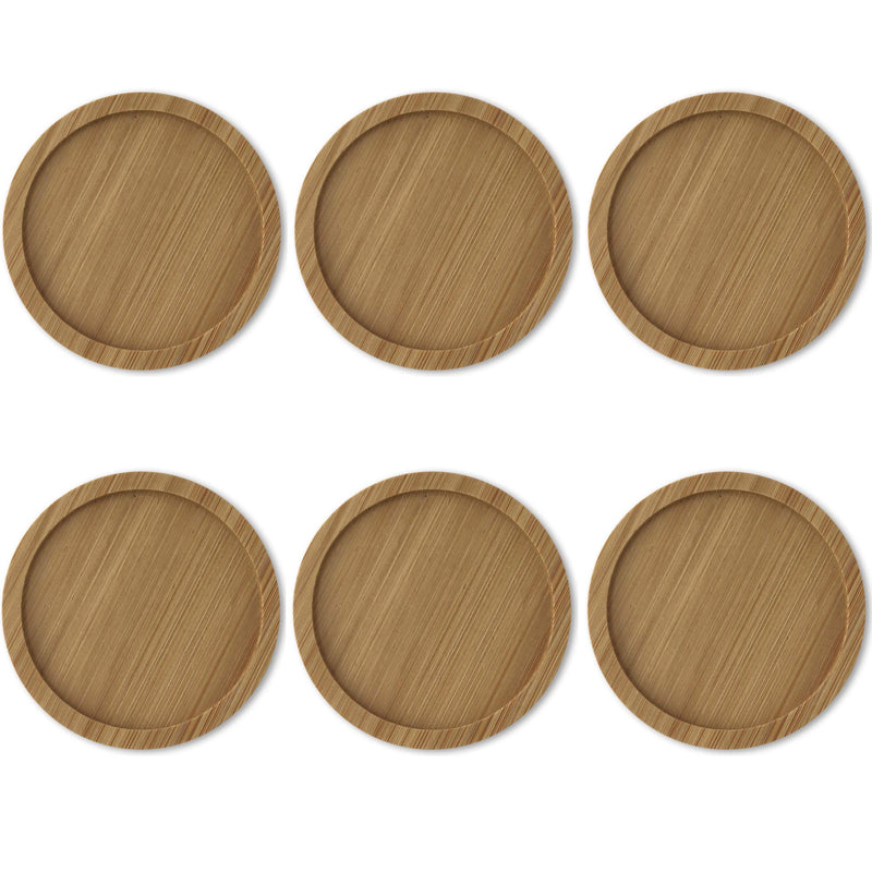 Window Garden  2.75 Bamboo Saucers  for 6-Pack Small Kitty Pots, Succulent Owl