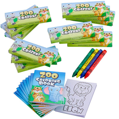 Kicko Zoo Animal Coloring Book Set - 12 Pieces of Jungle Activity Sheets - Perfect