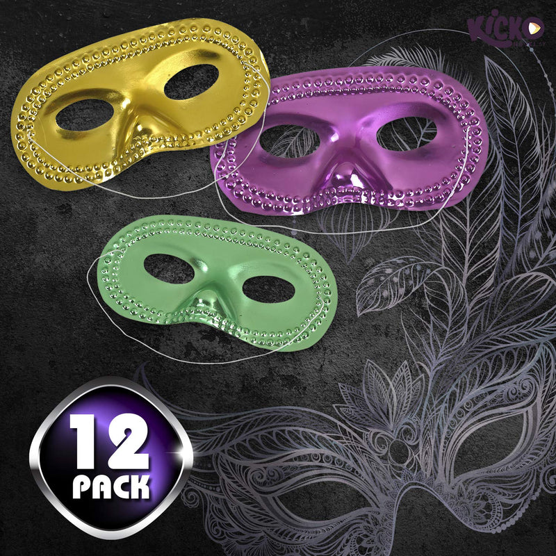 Kicko Metallic Half Mask Pack of 12 - Assorted Cool