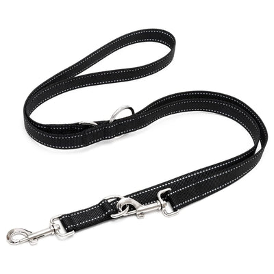 Happilax Dog Leash 6.5 feet Adjustable - Black / Reflective - 3-Position Adjustable Lead