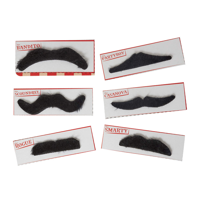 Kicko Party Black Mustache - 12 Adhesive Whiskers for Kids and Adults Costume Play