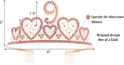 9th Birthday Decorations for Girls,9th Birthday,9th Birthday Tiara,9th Birthday Crowns