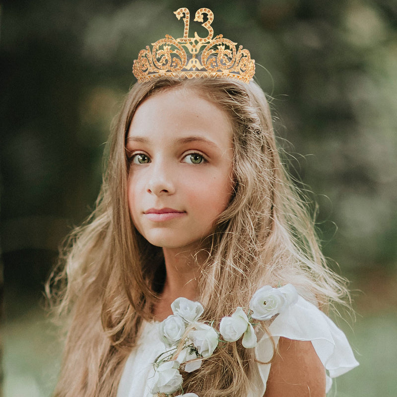 13th Birthday Sash And Tiara For Girls - Fabulous Set: Glitter Sash + Ripples