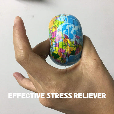 Kicko World Map Stress Ball, 12 Globe Earth Stress Squeeze Ball - 3 Inches - Novelty Toys