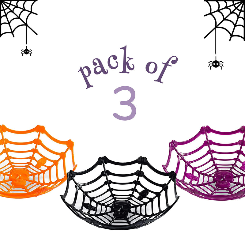 Large Halloween Spider Web and Skulls Basket Bowls for Halloween Party Supplies, Halloween