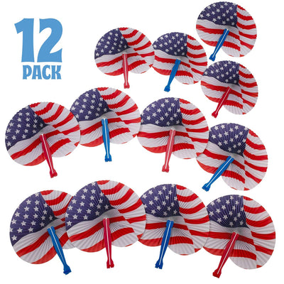 Kicko 10 Inch Folding Stars and Stripes Paper Fan - 12 Pieces Accordion Style Assortment