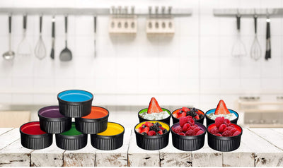 Oven Safe Ceramic Ramekins Souffle Dishes For Souffle, Creme Brulee and Dipping Sauces