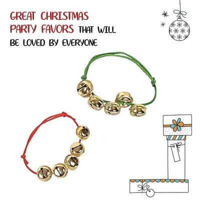 Bulk Jingle Bell Christmas Bracelets Red and Green Adjustable Bracelets for Christmas