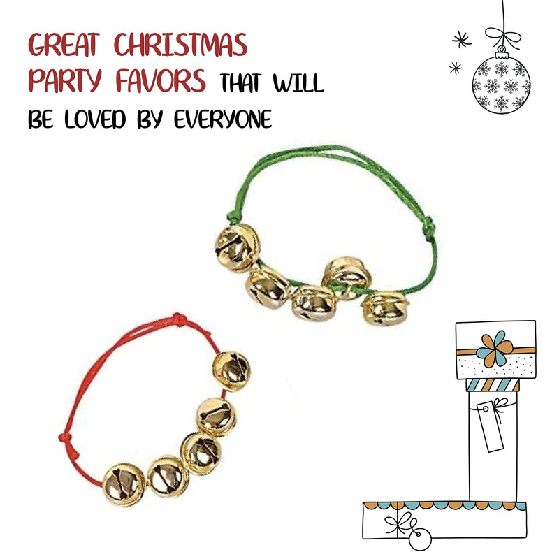 Bulk Jingle Bell Christmas Bracelets Red and Green Adjustable Bracelets for Christmas