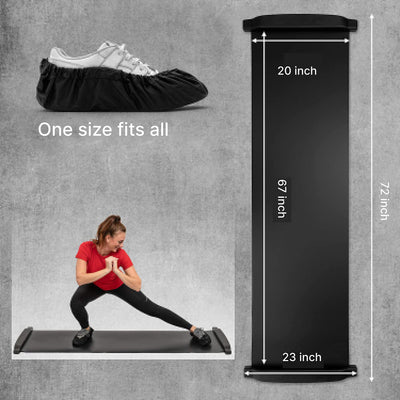 POWRX Slide Board incl. Sliding Booties | Ideal Hockey Slide Board for Working Out