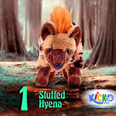 Kicko Stuffed Hyena - 1 Piece - 10 Inch, Soft and Fluffy Animal Toy - Plush Doll for Kids