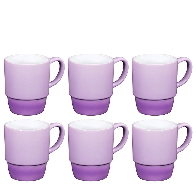 Ceramic Stacking Coffee Mug Tea Cup Dishwasher Safe Set Of 6 - Large 18 Ounce,