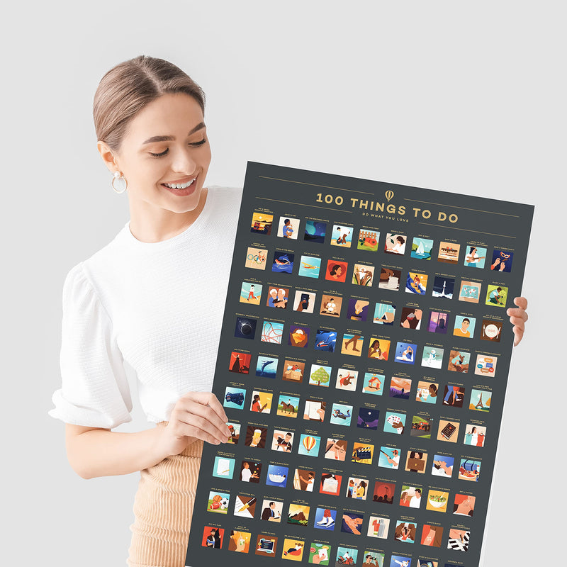 100 Things To Do Scratch Off Poster - Inspiration For Fun And Meaningful