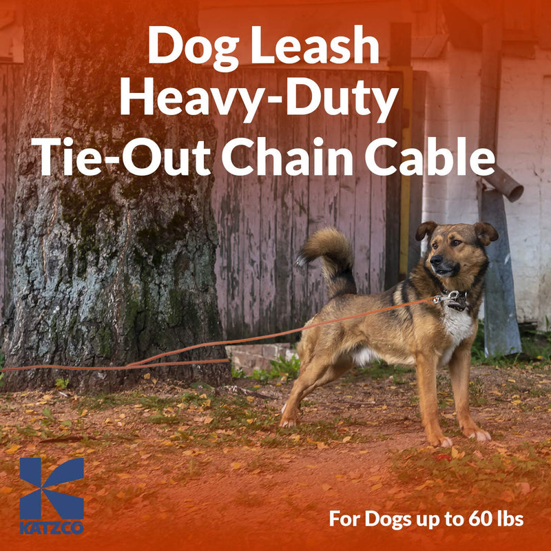 Katzco Dog Leash - Heavy-Duty Tie-Out Chain Cable - 20 Feet Long - for Dogs up to 60 lbs